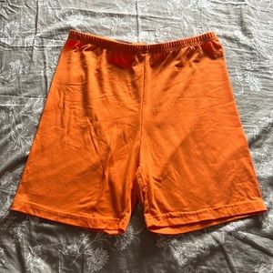 SHEIN orange biker shorts. Very comfortable to workout in or just lounge around.